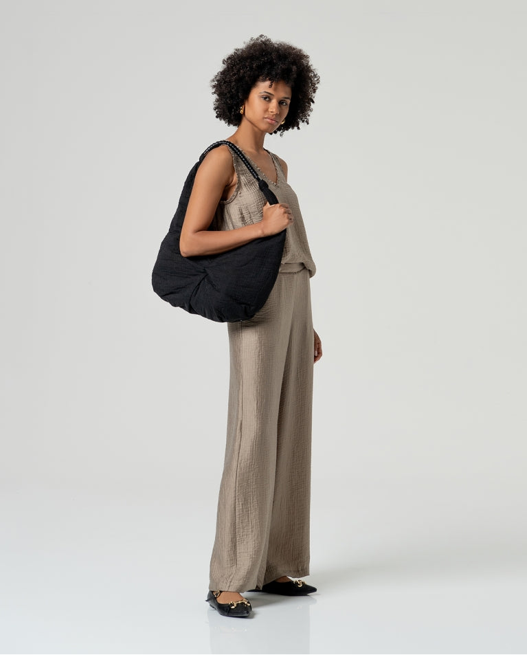 Fabric shoulder bag Black