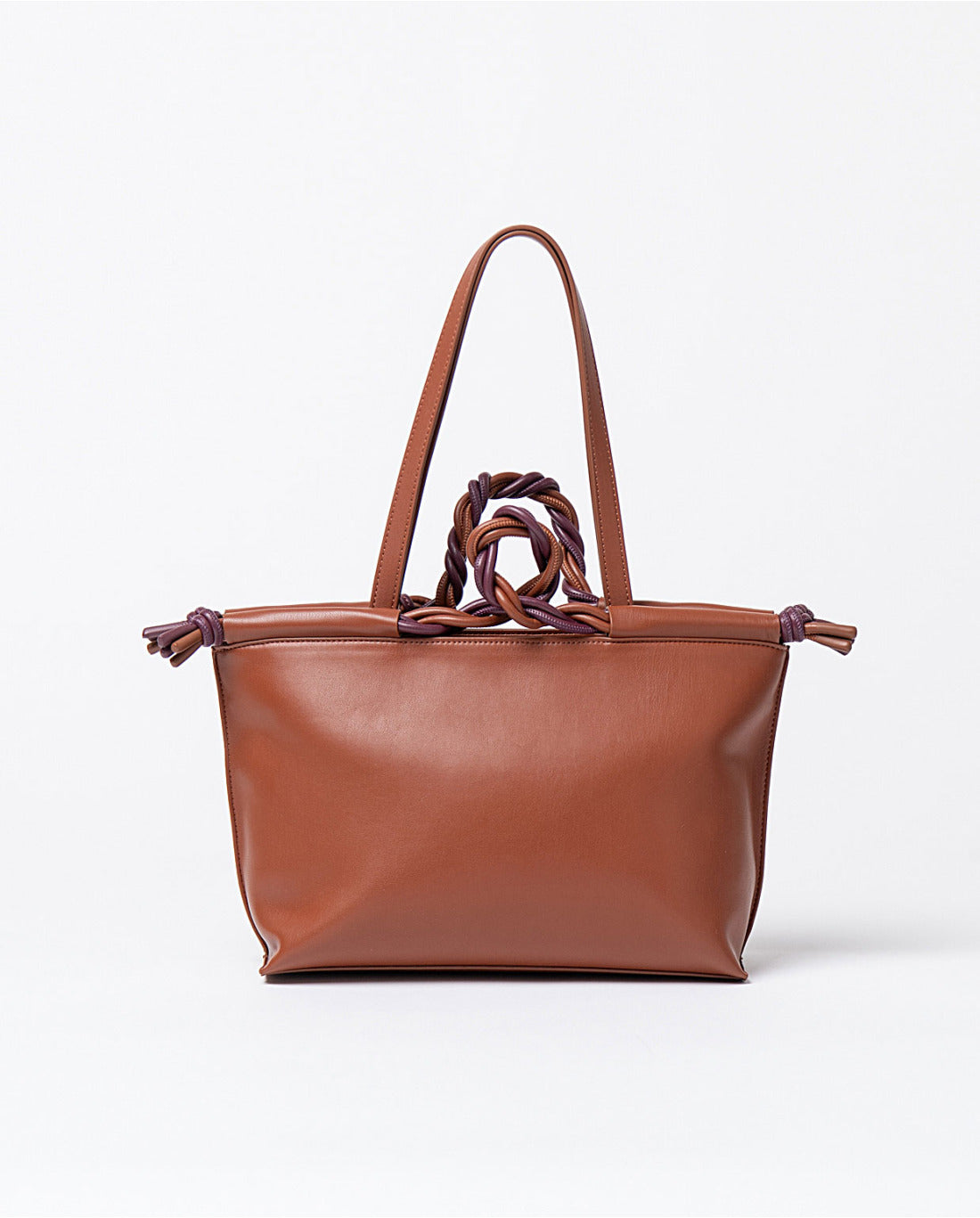 Bicolor double handle shopper bag Cinamon