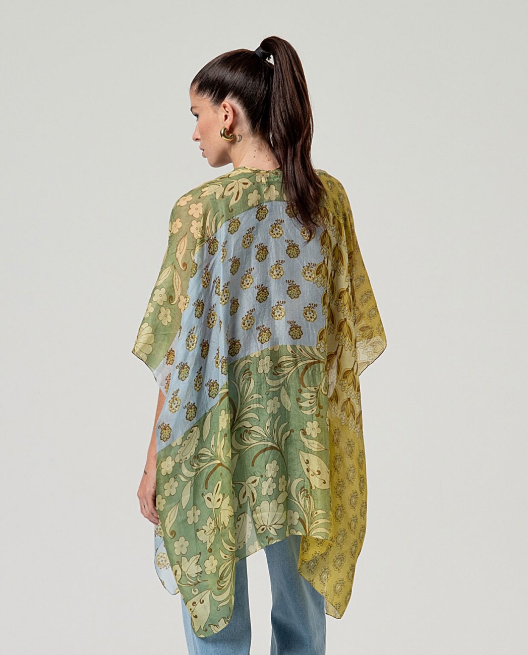 Open silk kimono Green