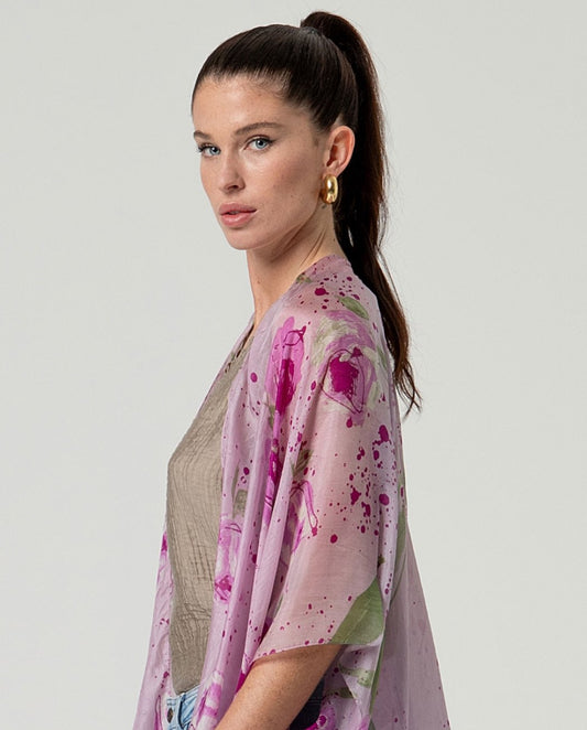 Open silk kimono Lilac