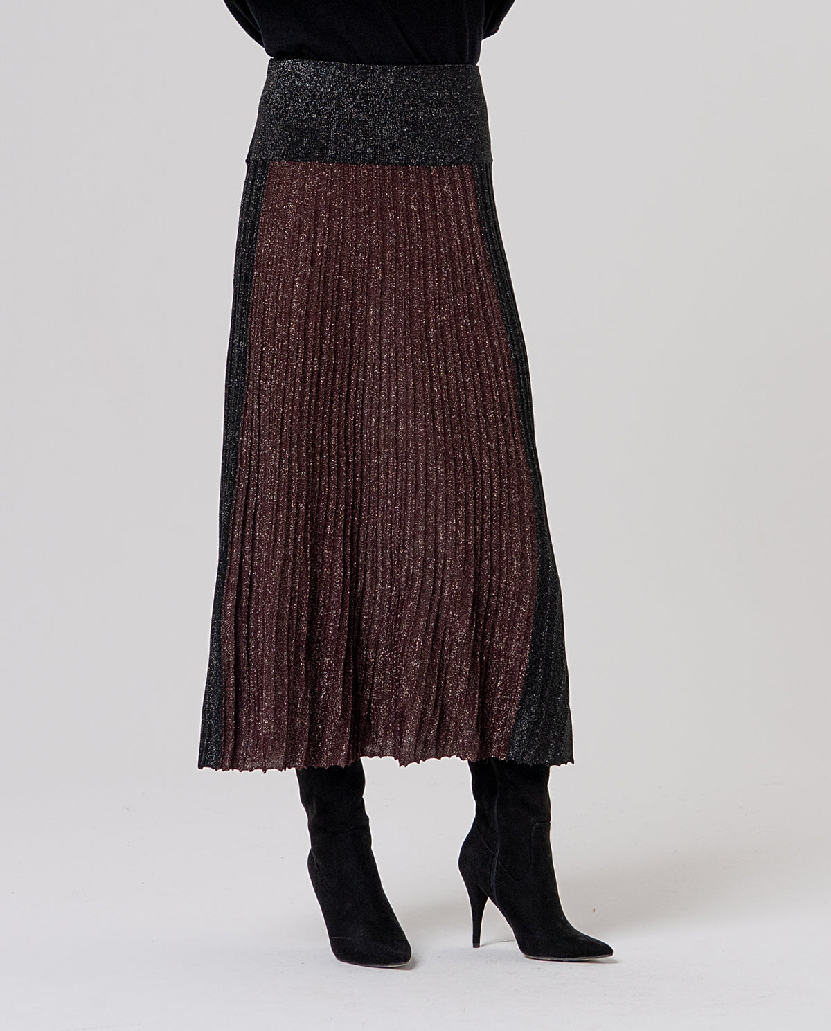 Skirt pleated lurex Black