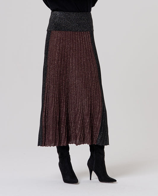 Skirt pleated lurex Black