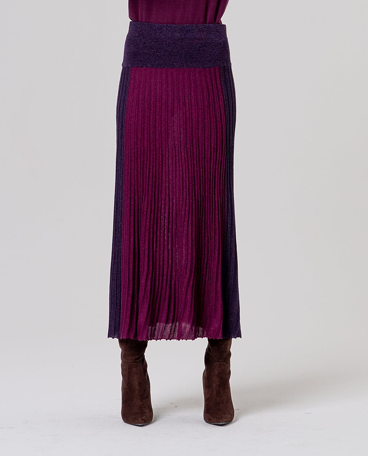 Skirt pleated lurex Bordeaux