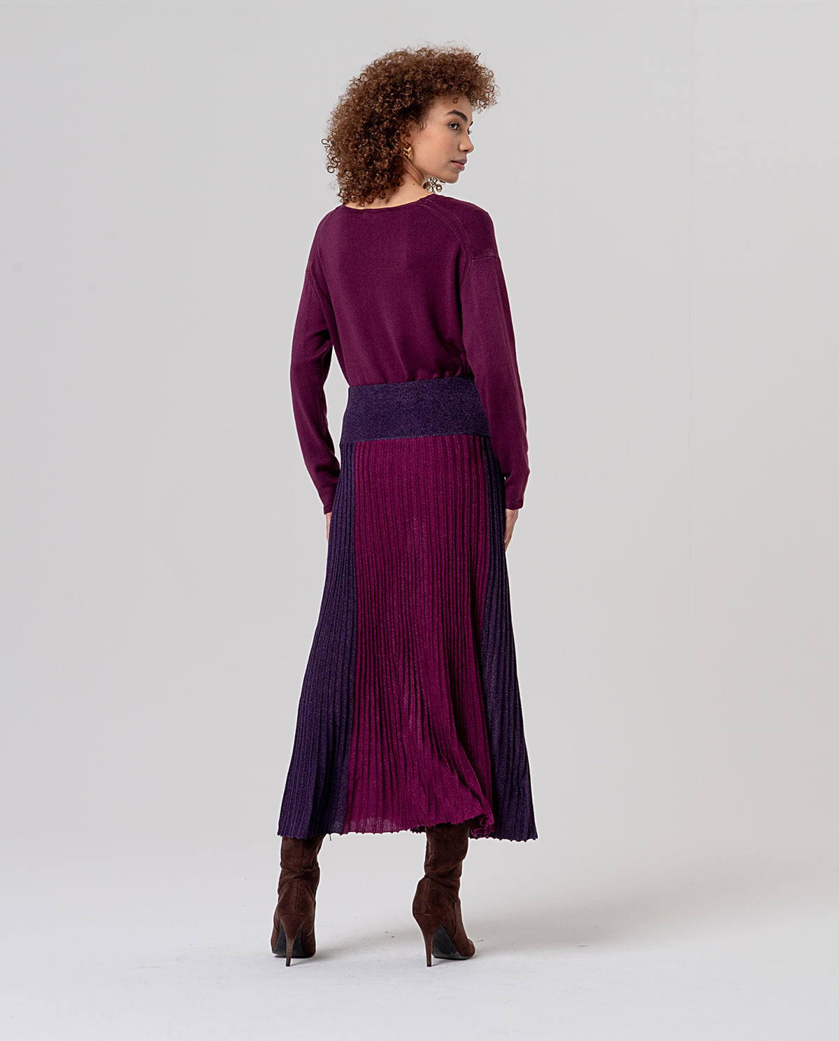 Skirt pleated lurex Bordeaux