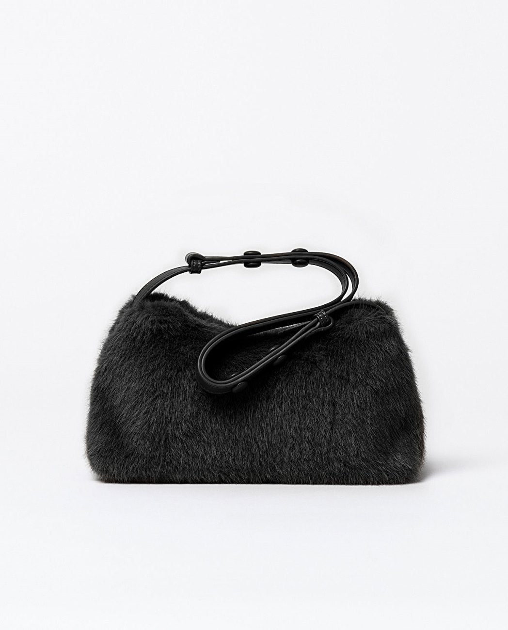 Faux fur shoulder bag Black