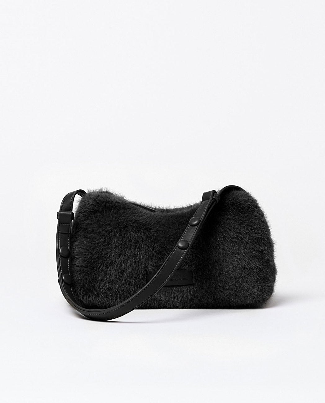 Faux fur shoulder bag Black