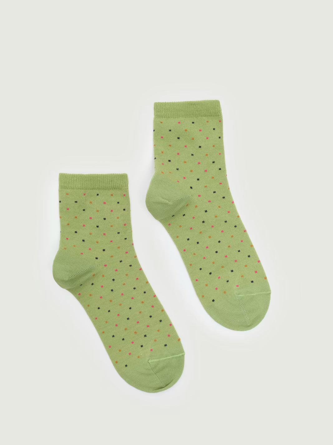 Short mint socks with coloured polka dots in ribbed finish, 80% Cotton,17% Polyamide,3% Elastane