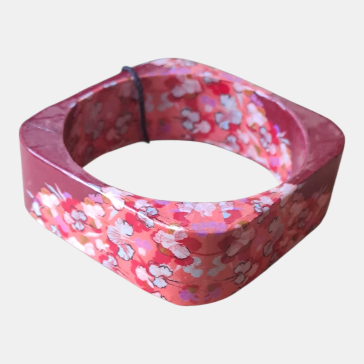 Flower print square bracelet Red