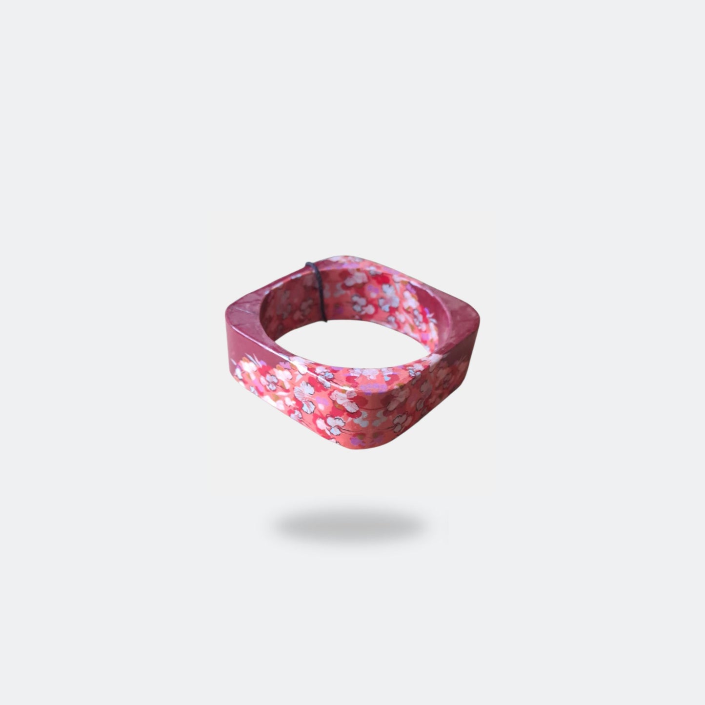 Flower print square bracelet Red