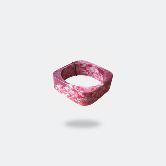 Flower print square bracelet Red