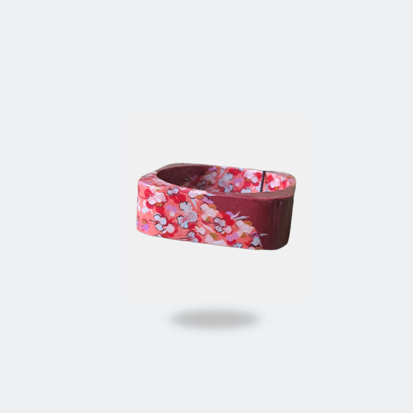 Flower print square bracelet Red