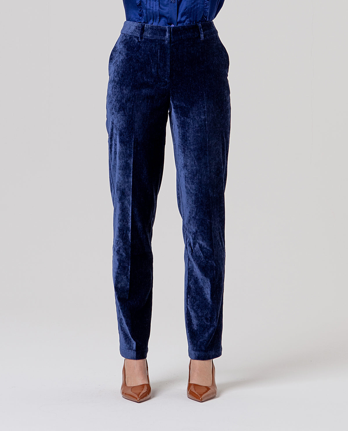 Straight velvet trousers Navy