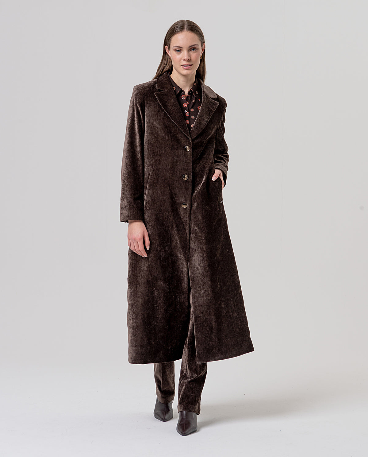 Straight velvet pants Chocolate