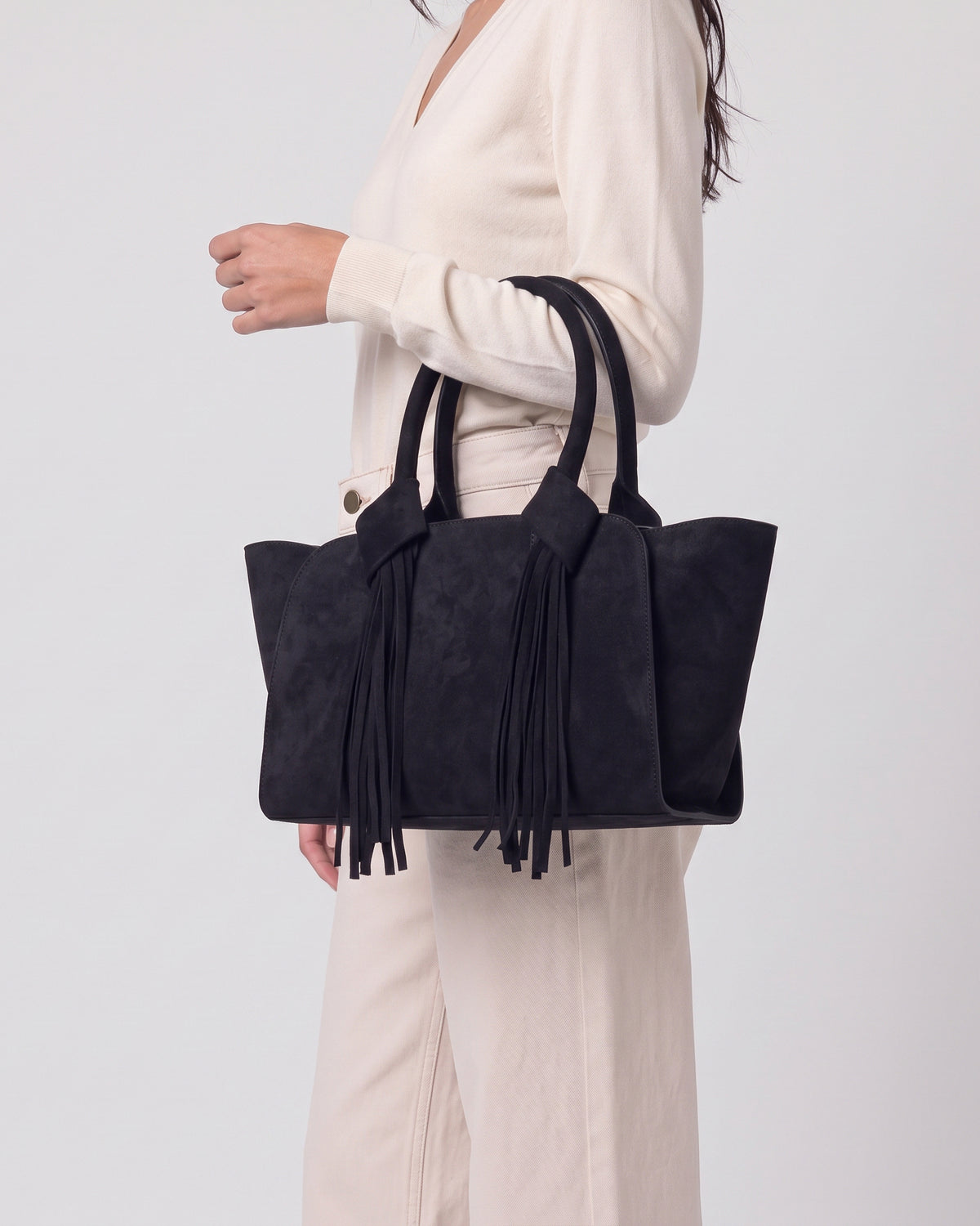 Suede shopper bag Black