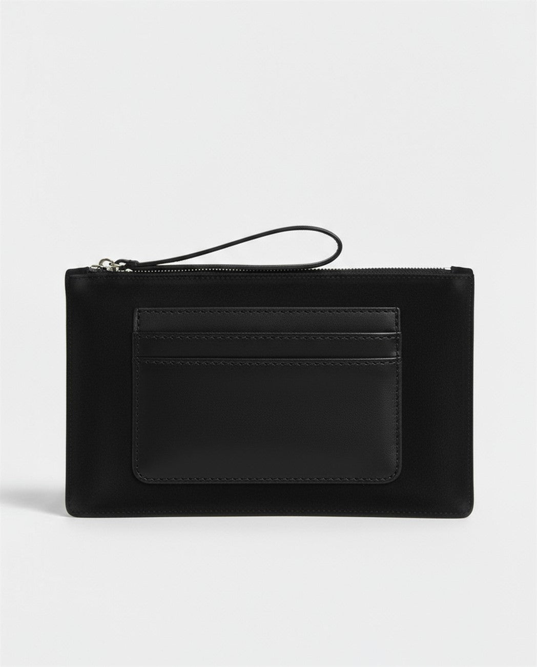 Suede flat purse Black