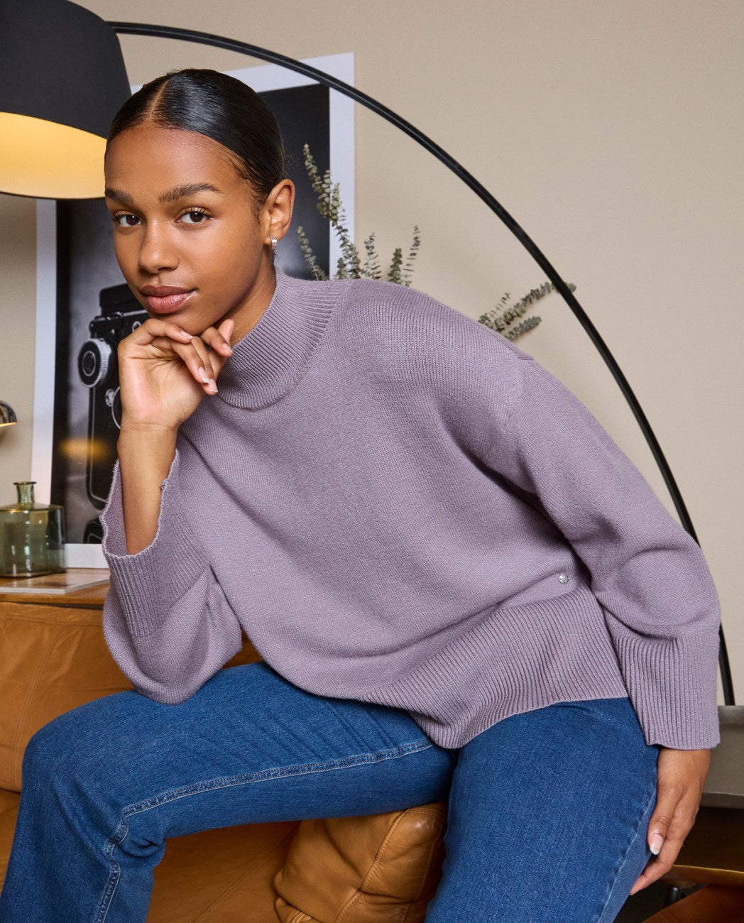 High-neck sweater Powdered Grey