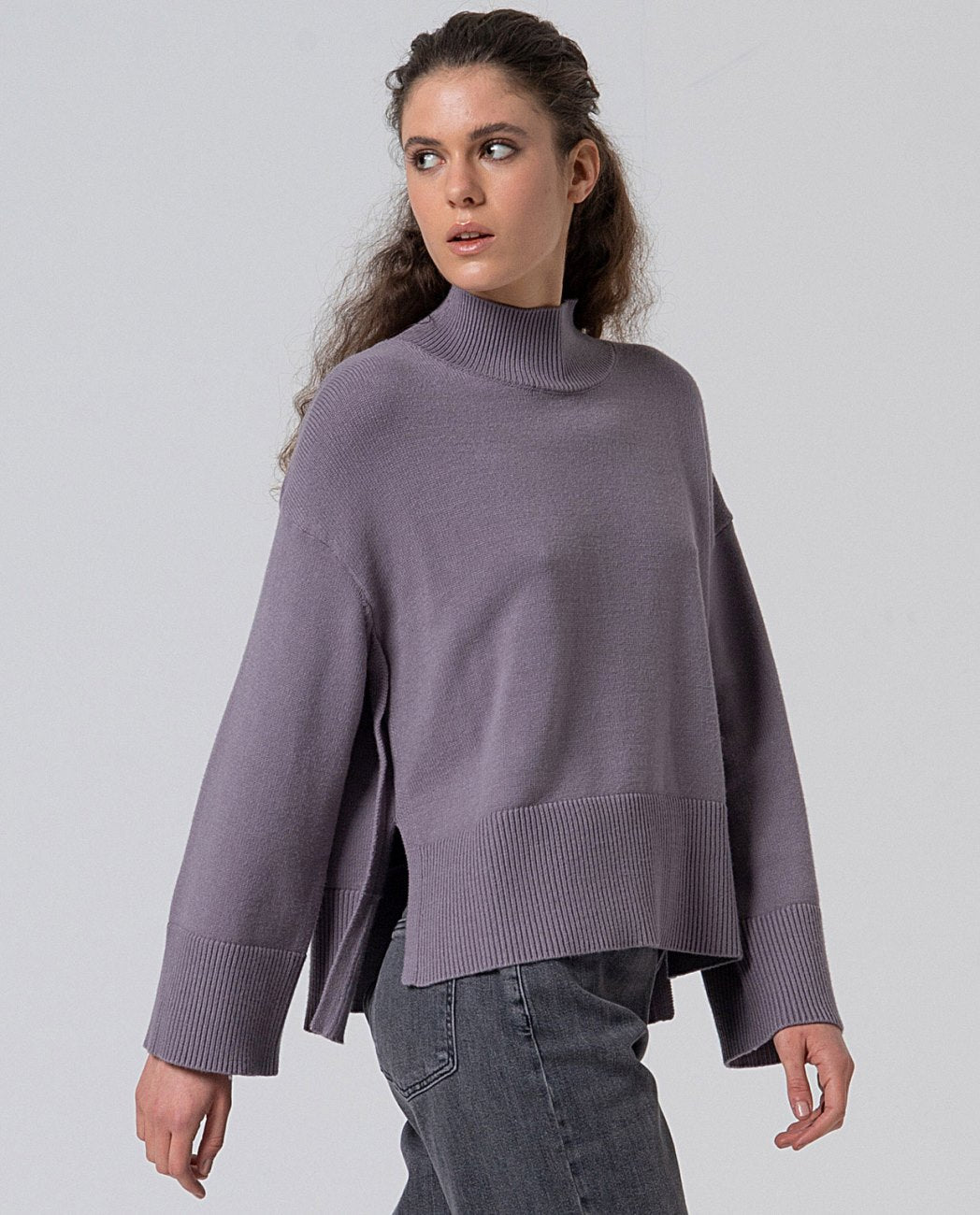 High-neck sweater Powdered Grey