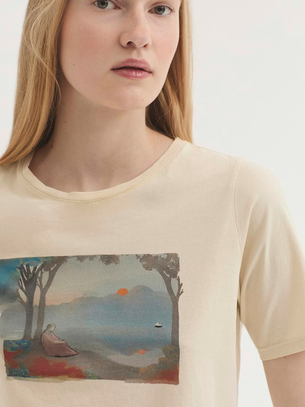 Landscape Penelope print T-shirt Ecru