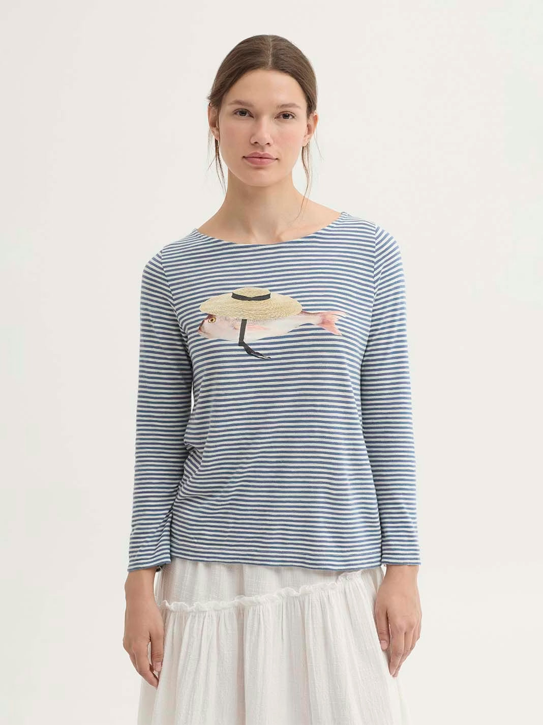 Striped Fish print T-shirt