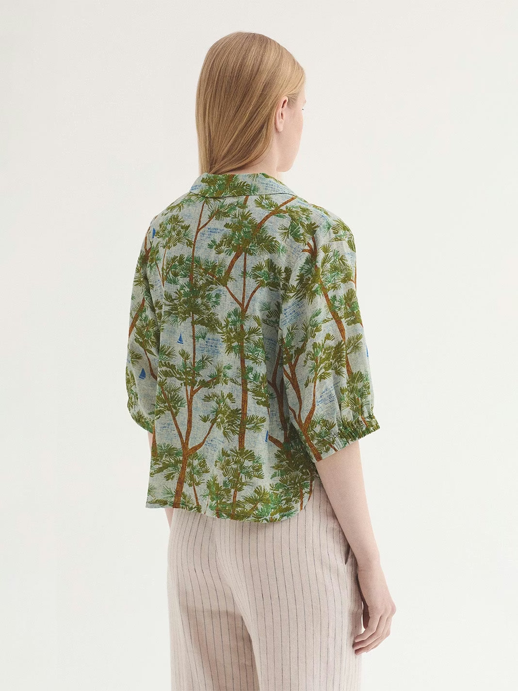 Pine Trees print shirt Ecru