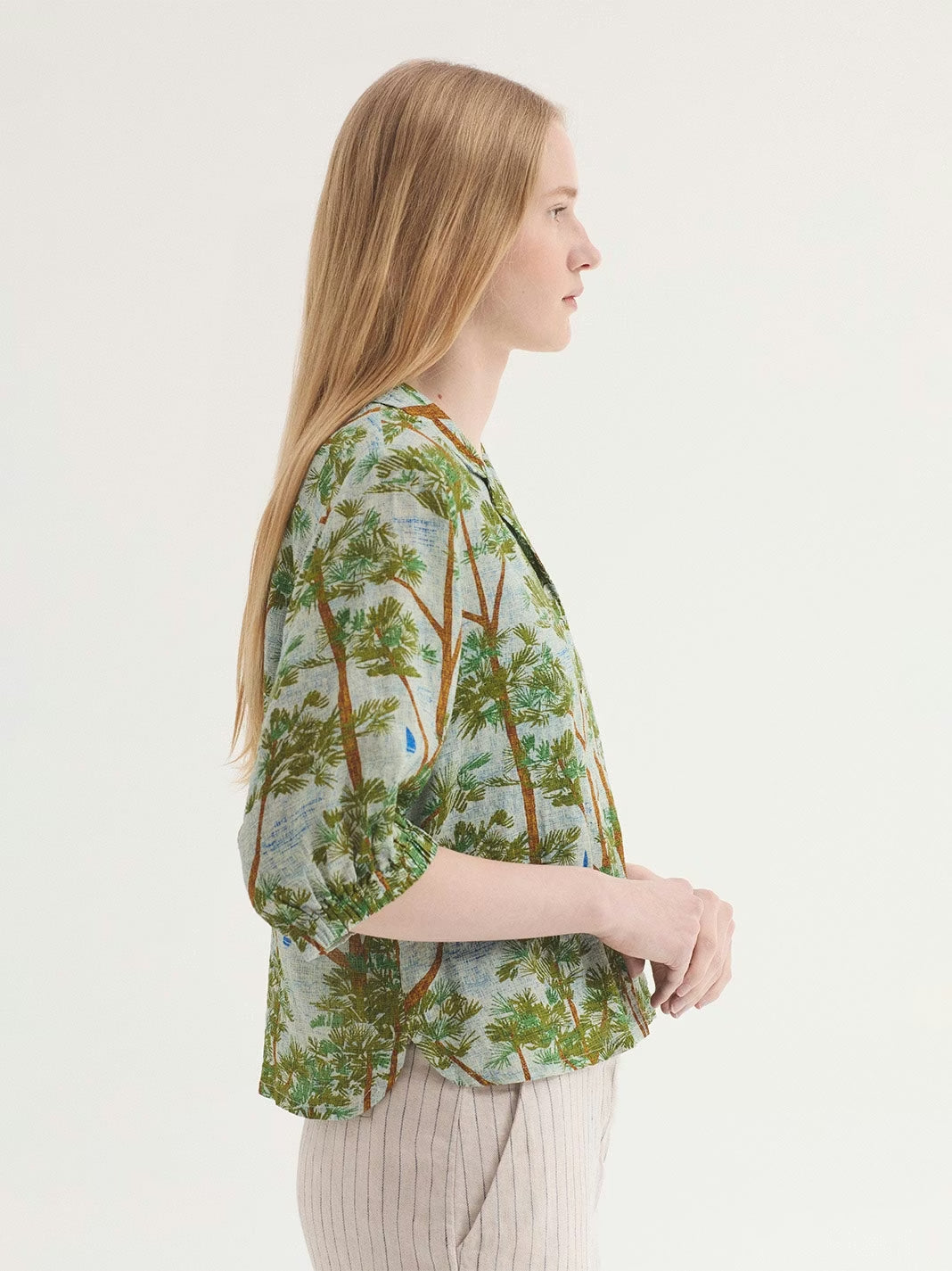 Pine Trees print shirt Ecru