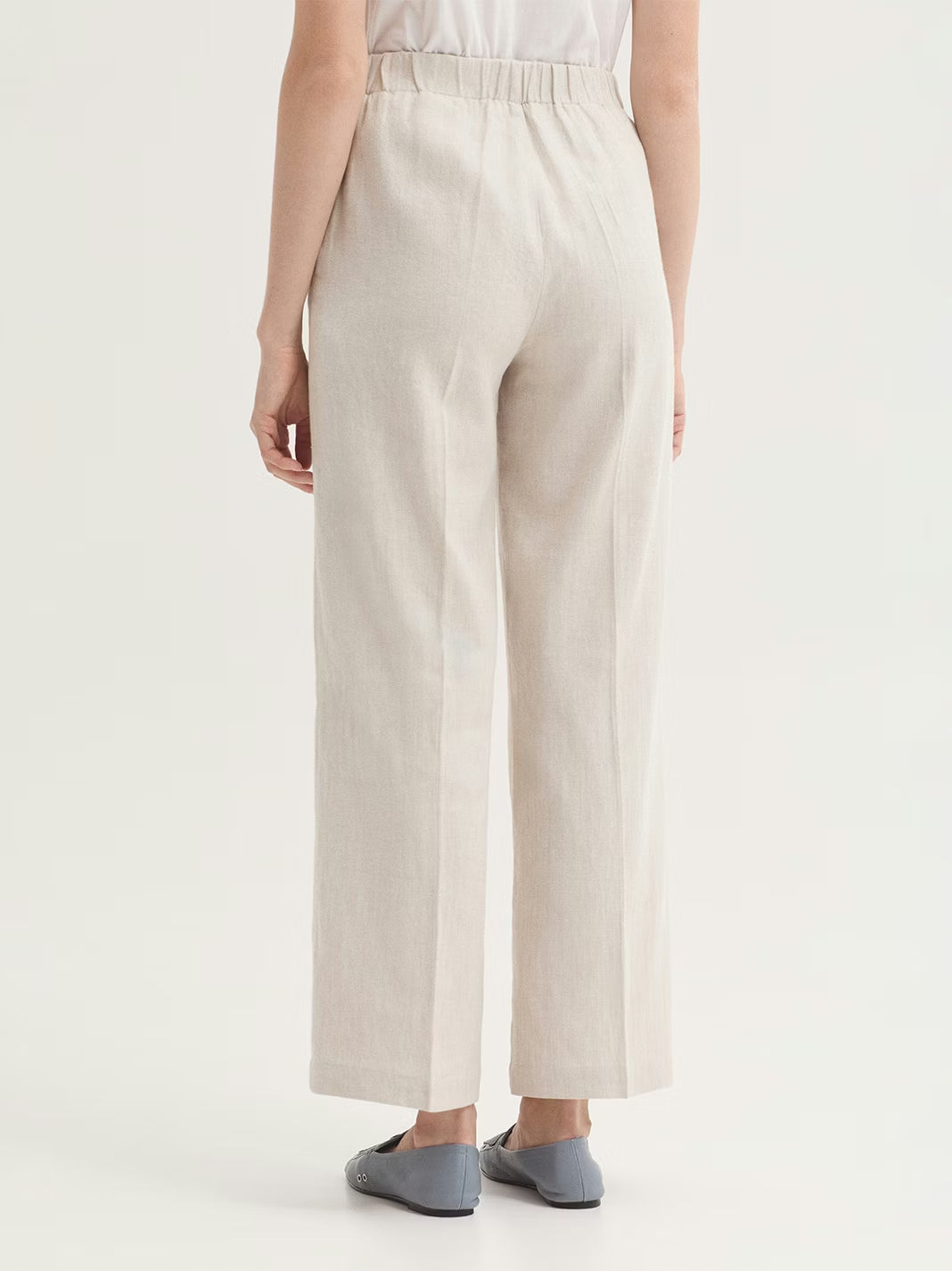 Herringbone jacquard trousers Ecru