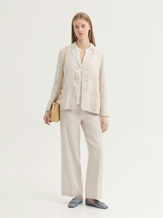 Herringbone jacquard trousers Ecru