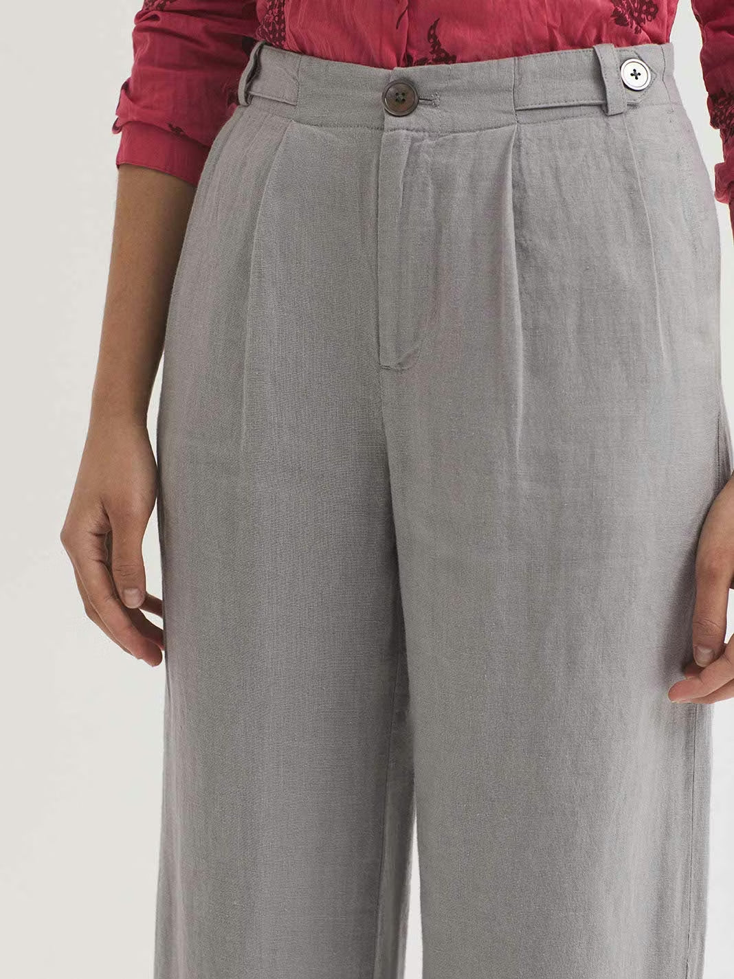 Linen darted trousers Light Grey