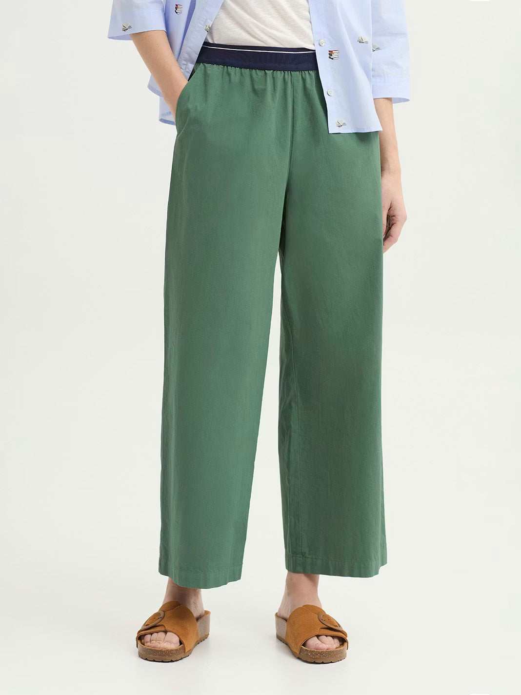 Poplin trousers Smoke Green
