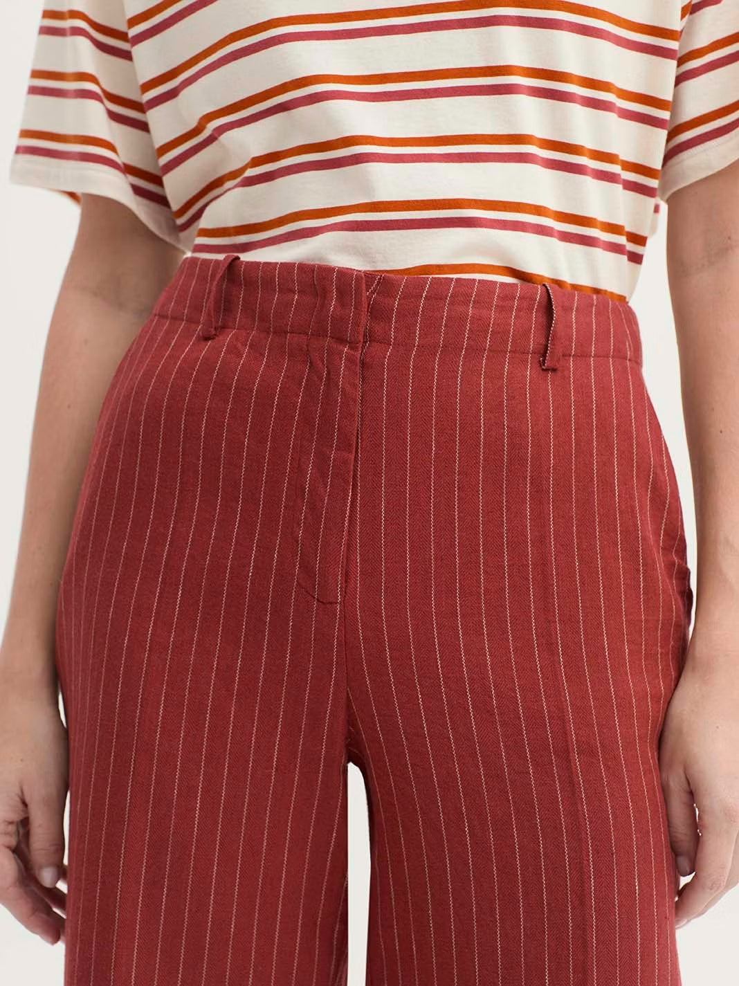 Pinstripe trousers Intense Terracotta