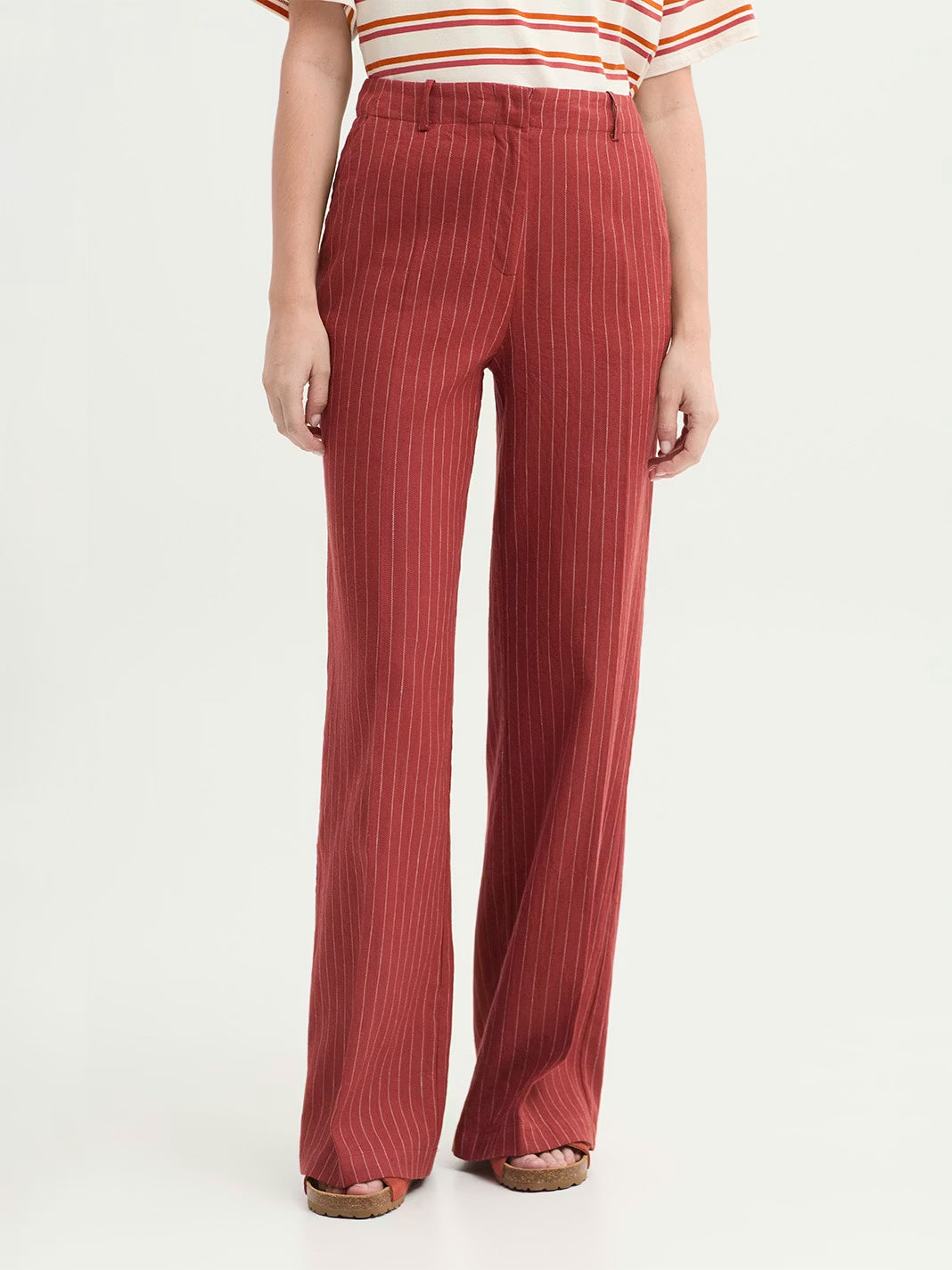 Pinstripe trousers Intense Terracotta
