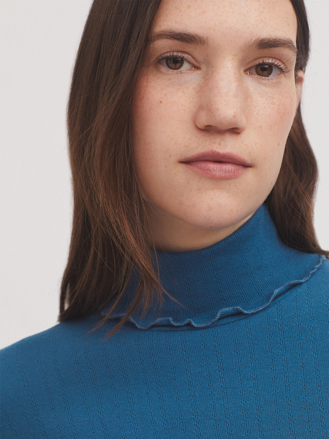 Pointelle turtleneck top