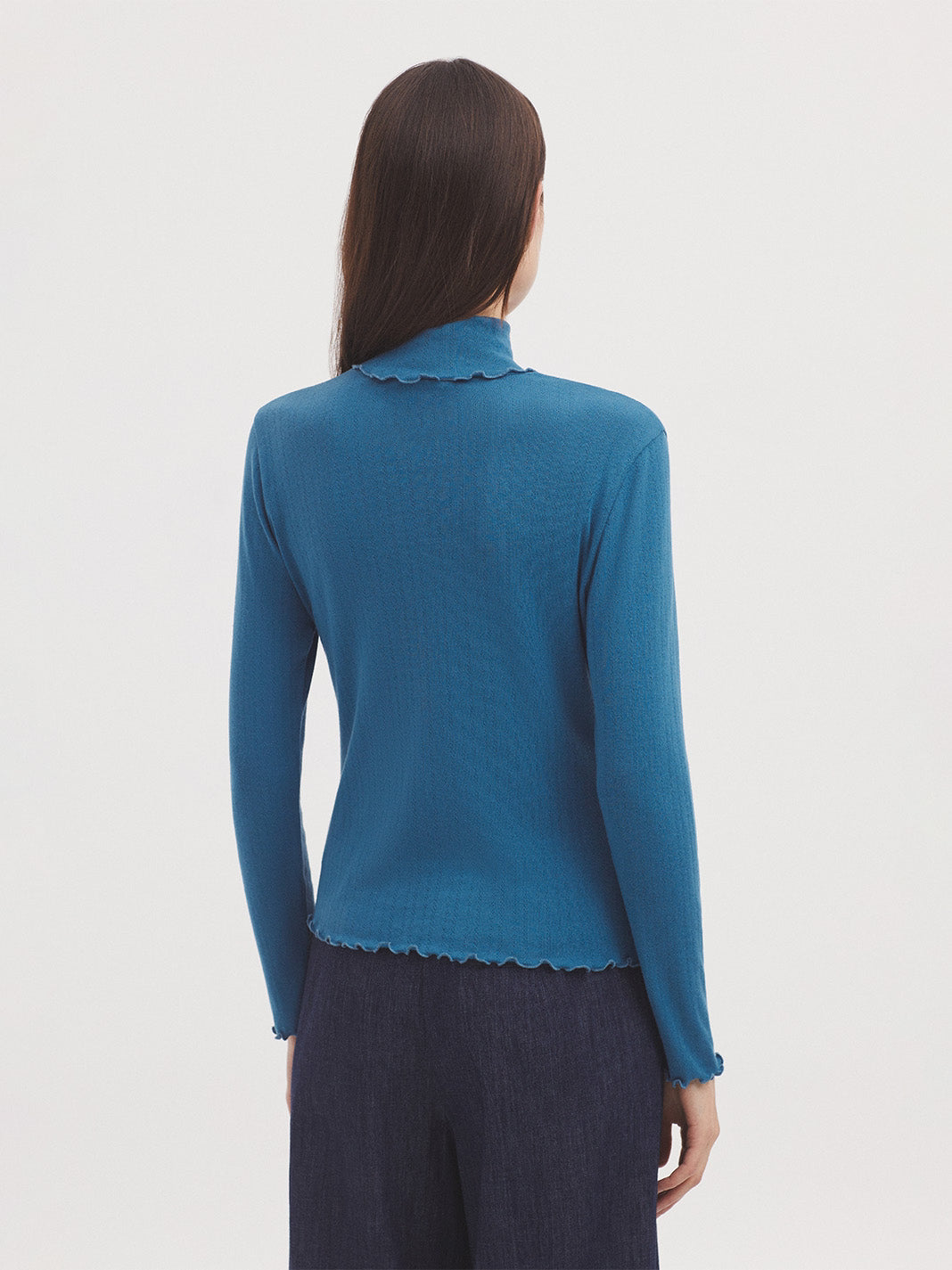 Pointelle turtleneck top
