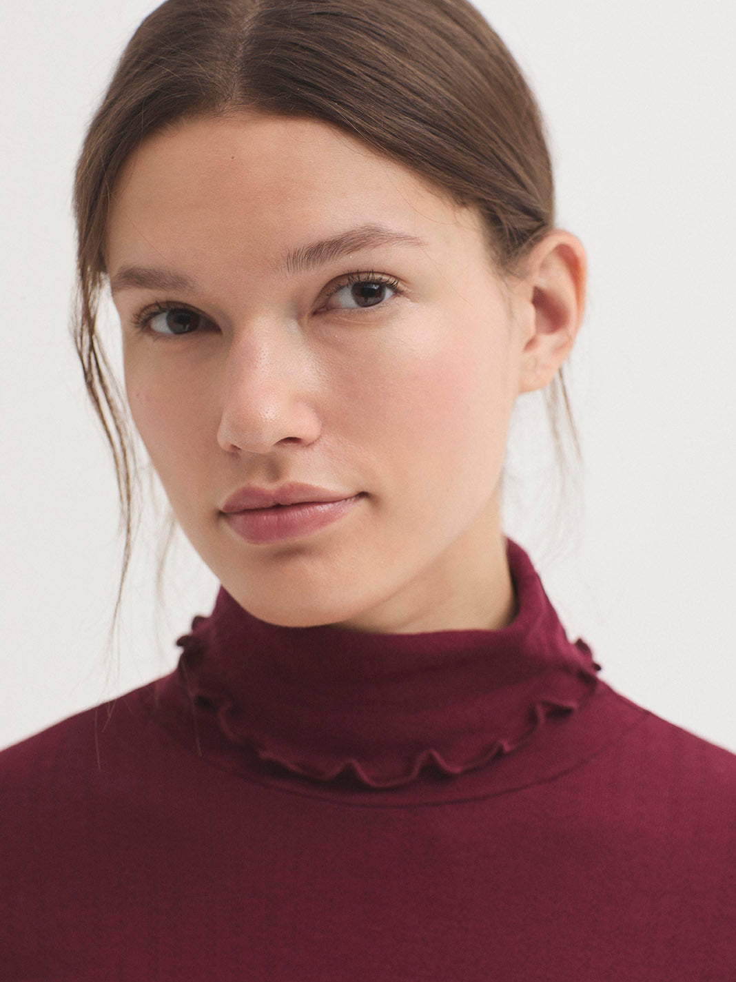 Pointelle turtleneck top Bordeaux