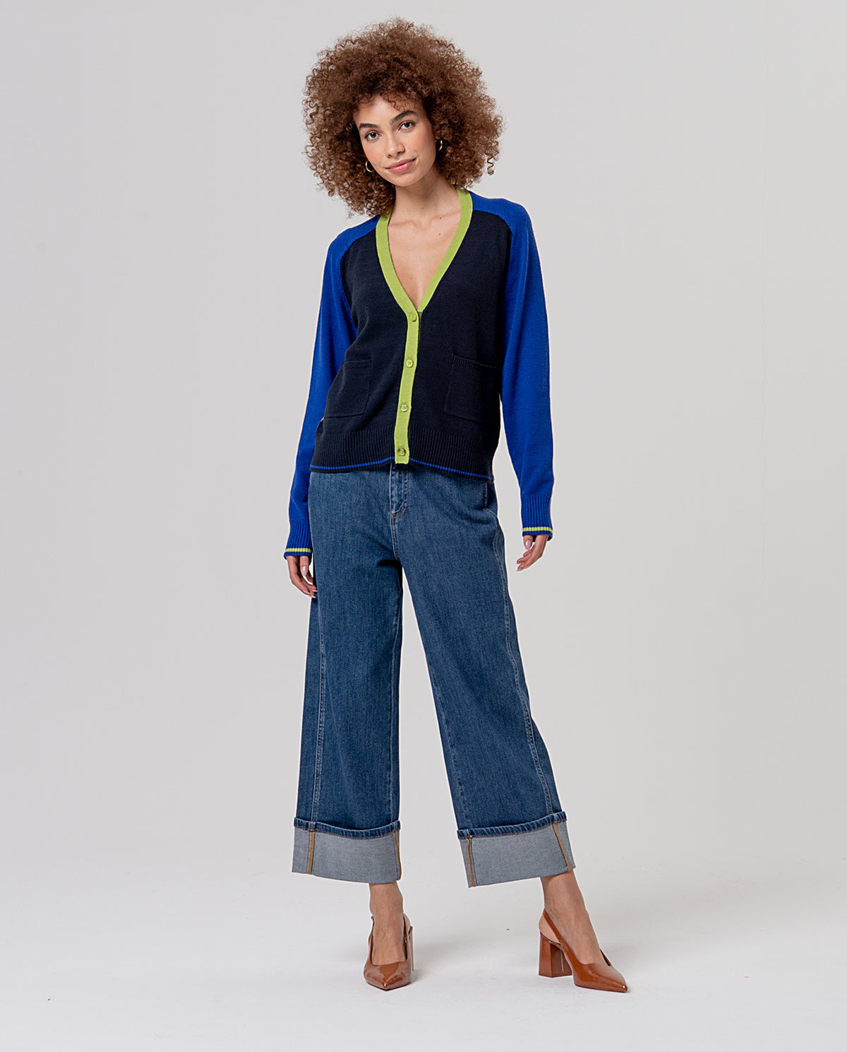 V-neck cardigan Blue