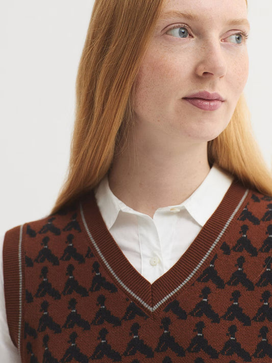 Poodles jacquard vest Chestnut
