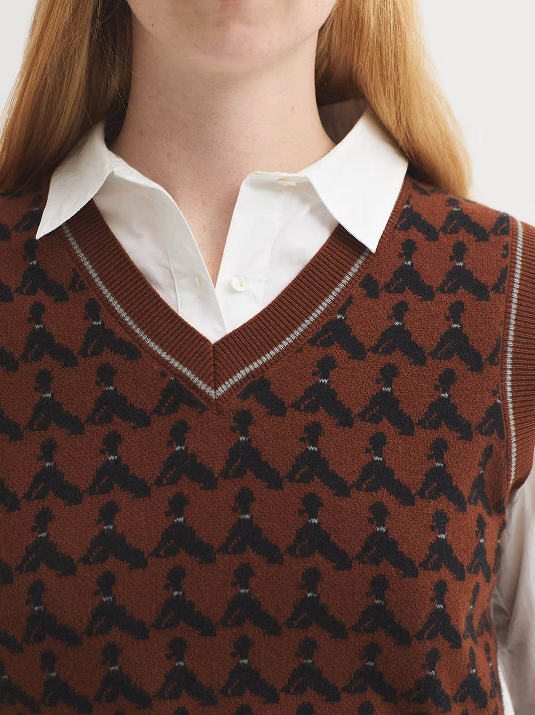 Poodles jacquard vest Chestnut