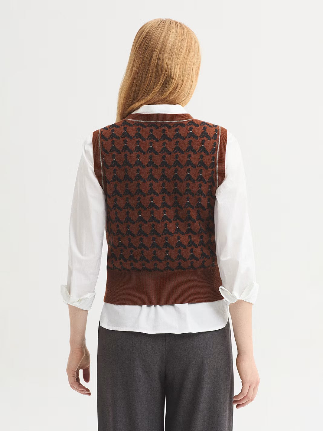 Poodles jacquard vest Chestnut