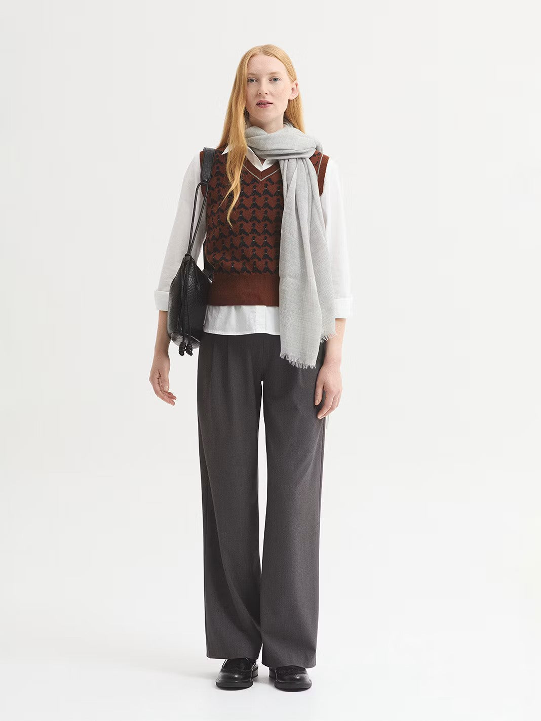 Poodles jacquard vest Chestnut
