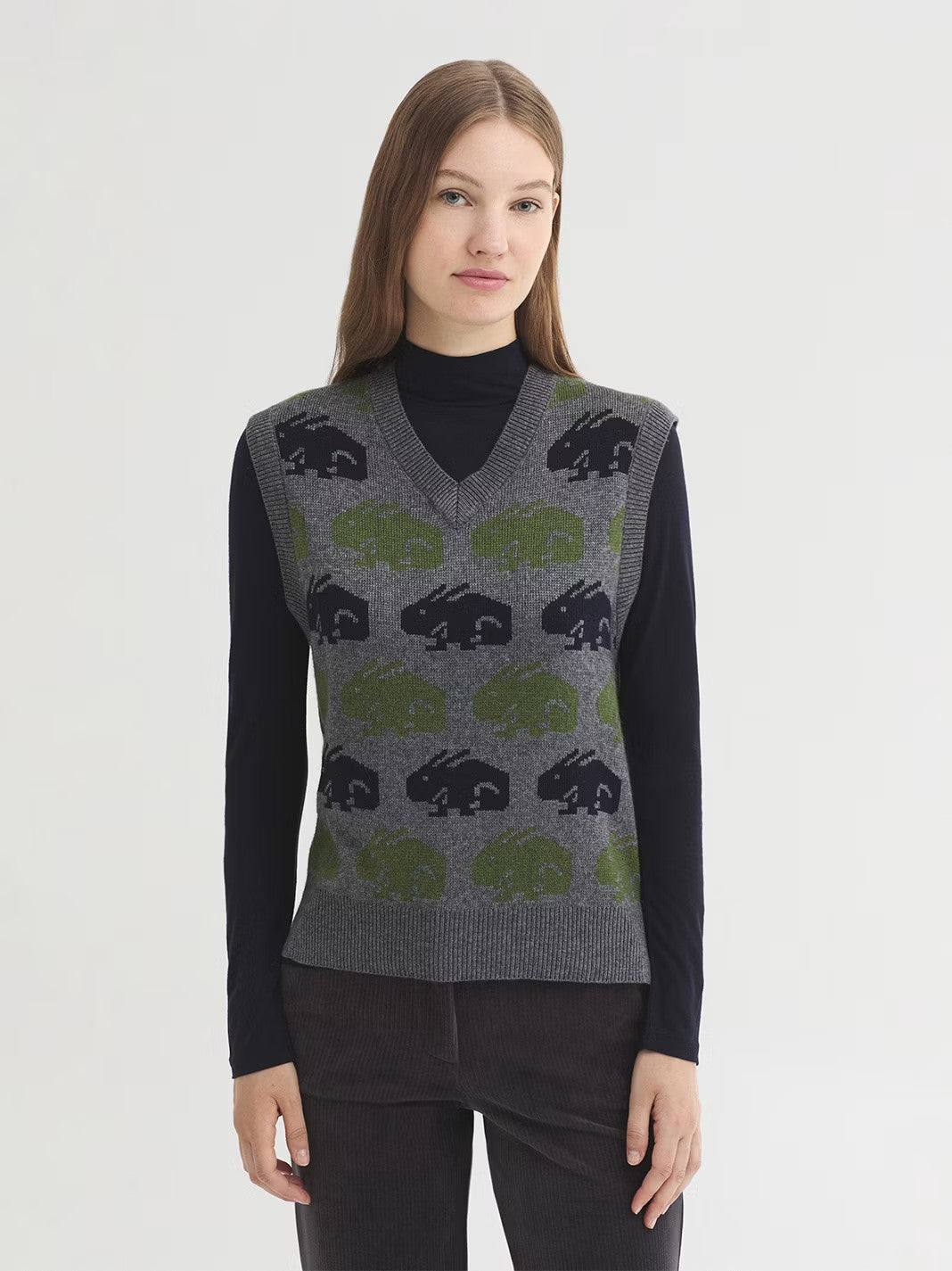 Rabbits jacquard vest Grey