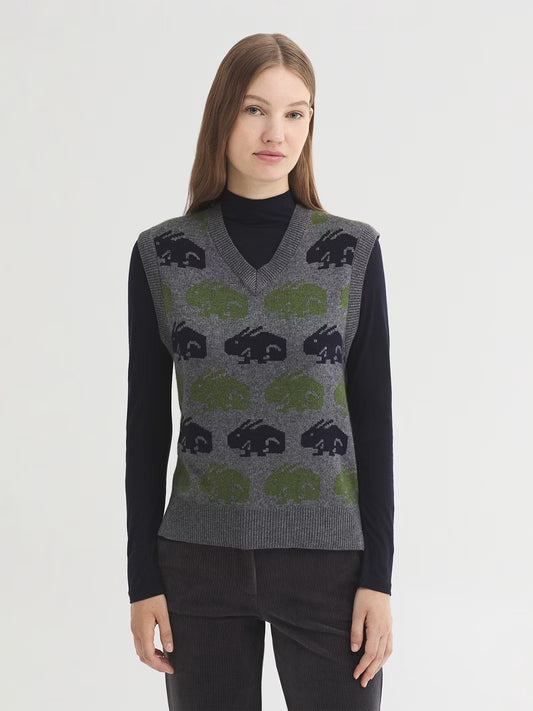 Rabbits jacquard vest Grey