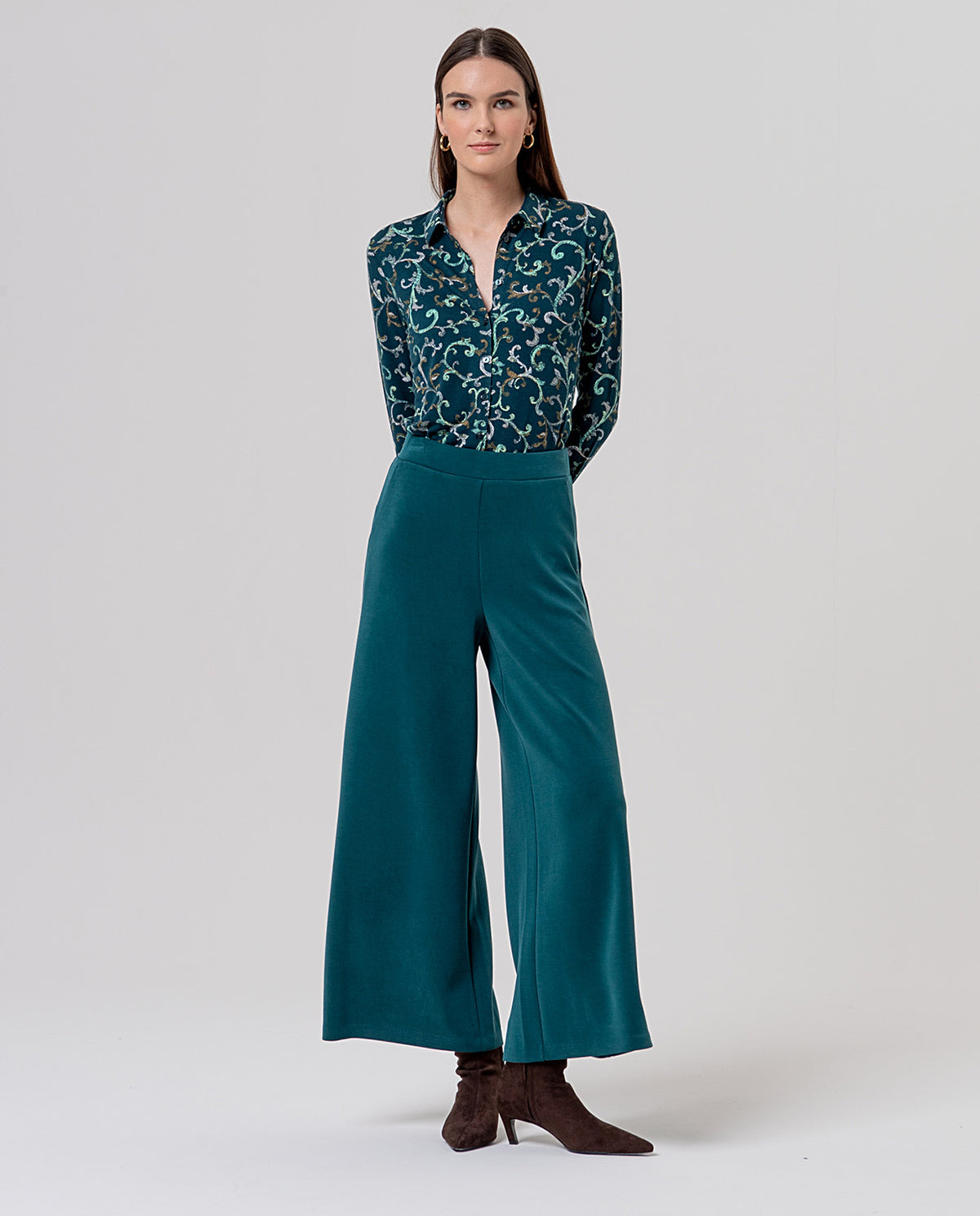 Wide leg trousers Petrol
