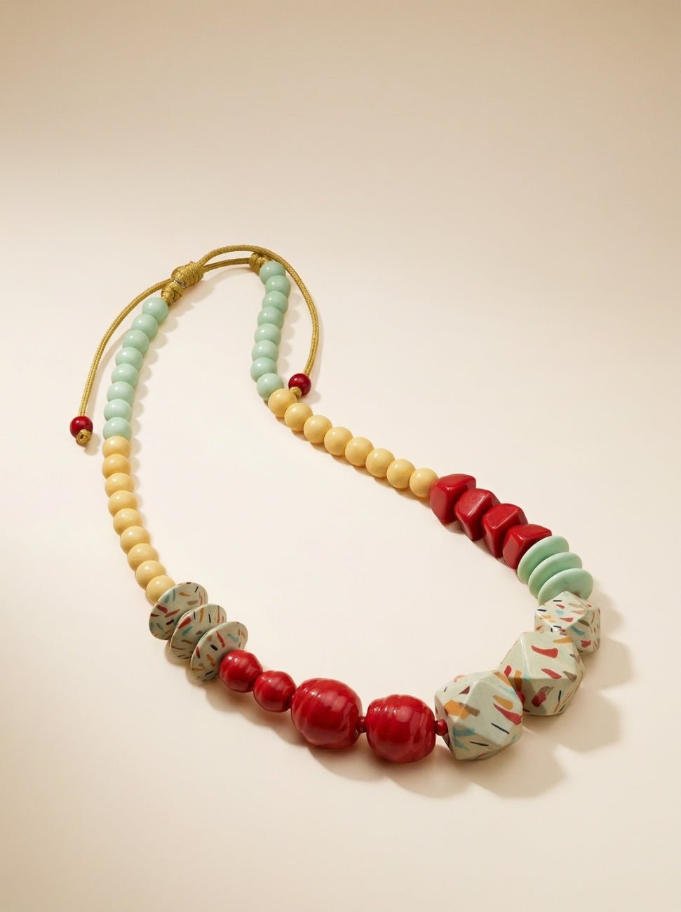 Wooden print necklace Coral
