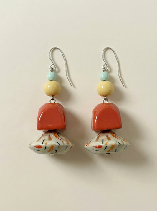 Wooden earrings Coral