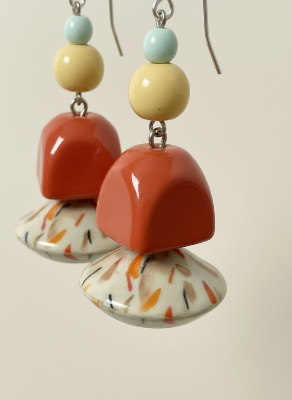Wooden earrings Coral