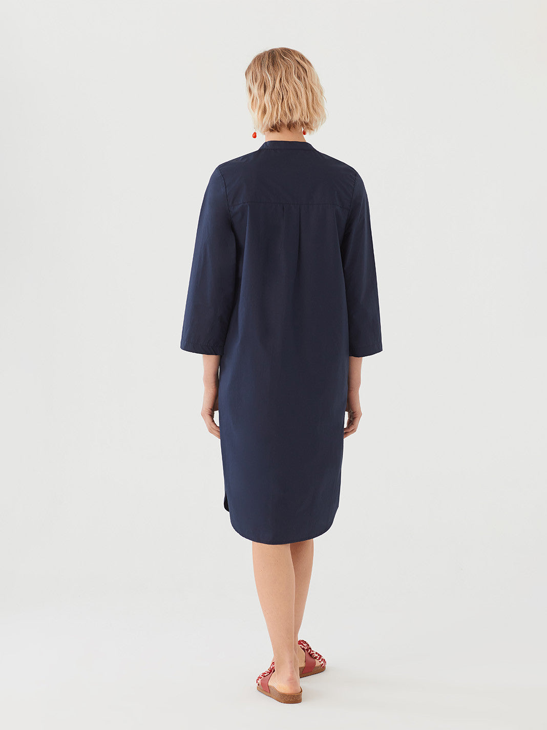 Poplin mao neck dress